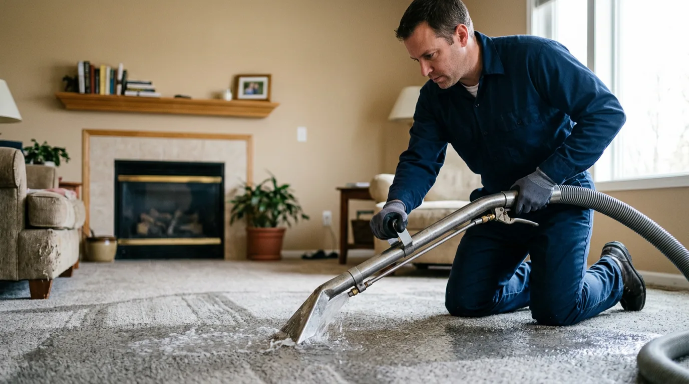 Water damage restoration technician working near Edina, MO